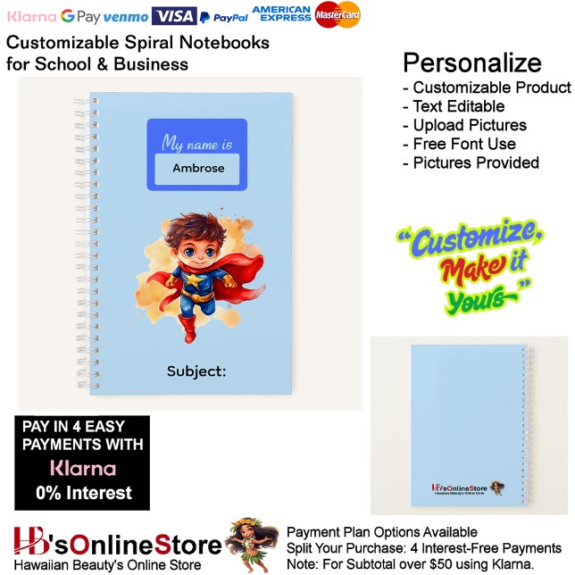 Carnet Fournitures de papeterie pour garçons 14 super hér (14 Super Hero Kids Boy Writing Supplies Students Notebook.)