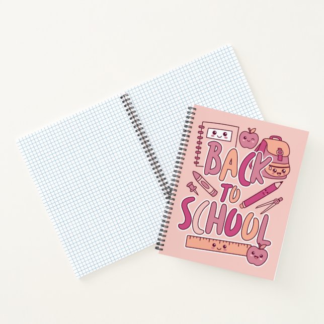 Carnet Fournitures Scolaires Rose Mignon Kawaii pour Élèv (Intérieur)