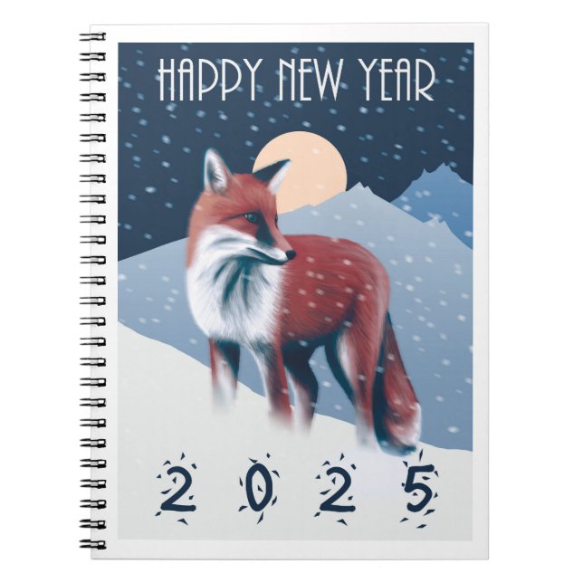 Carnet Fox Dans La Neige | Bonne année 2025 (Devant)