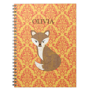 Carnet Fox mignon sur l'arrière - plan modelé par orange
