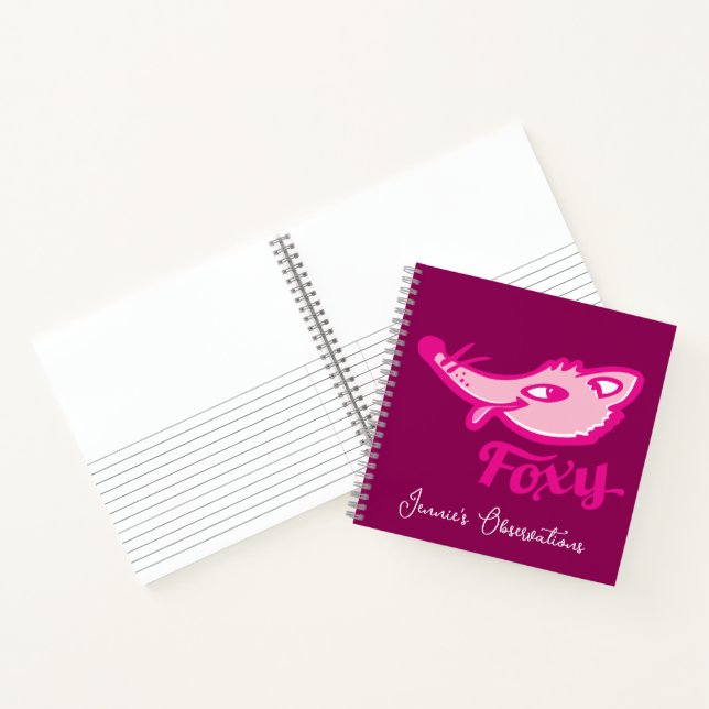 Carnet Foxy visage de renard rose profond personnalisé (Intérieur)