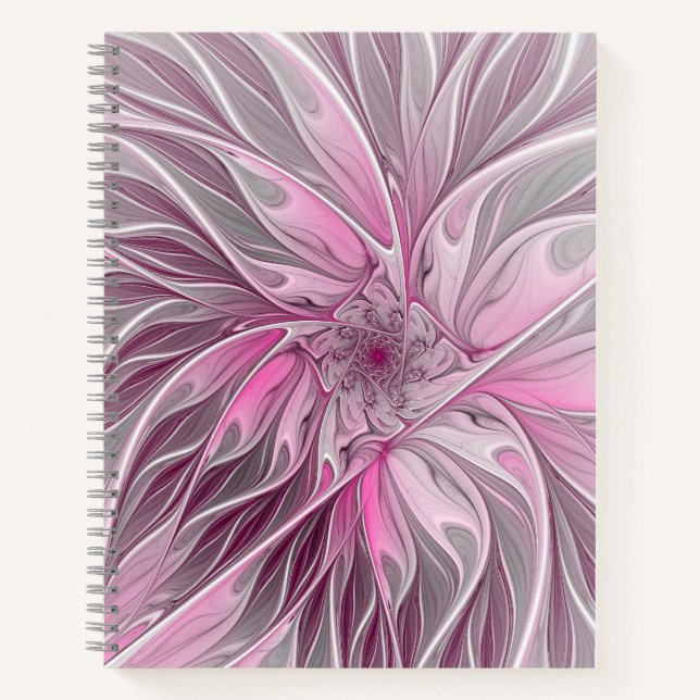 Carnet Fractal Art Rose Flower Dream, Imaginaire Floral (Devant)