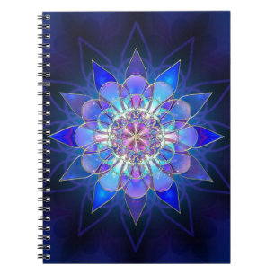 Carnet Fractale bleue de mandala de fleur
