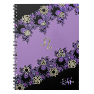 Carnet Fractale celtique pourpre personnalisée de Lion d