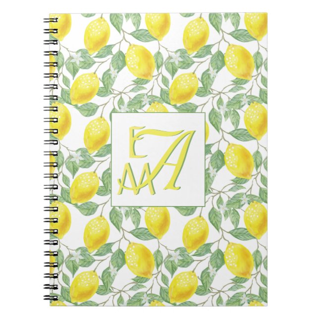 Carnet Fraîchement Citron Arbre Monogramme Décor Cadeaux  (Devant)
