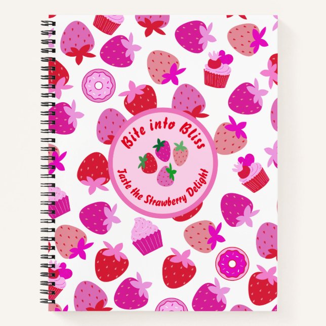 Carnet fraise rose champ été boulangerie nature fruit (Devant)