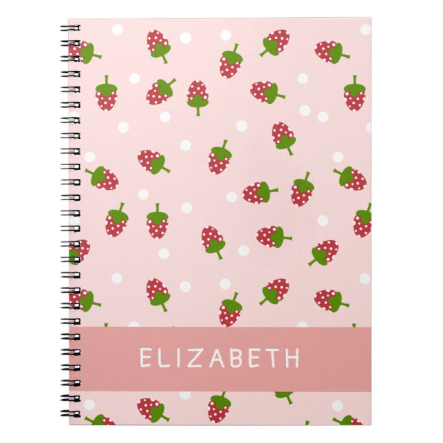 Carnet Fraise rose Kawaii Girly Cute Pastel esthétique (Devant)