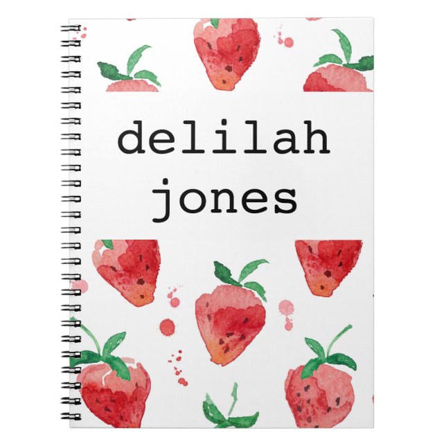 Carnet Fraises d'aquarelle Berries peintes rose et rouge (Devant)