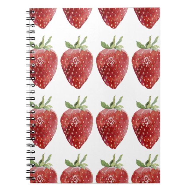 Carnet Fraises d'aquarelle : motif transparent (Devant)
