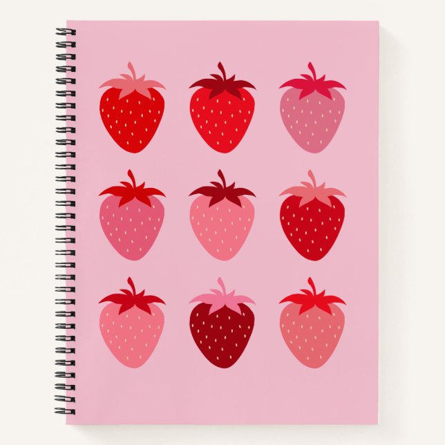 Carnet Fraises Esthétiques Roses Et Rouges Préppines (Devant)