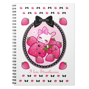 Carnet Fraises mignonnes de lapin et de kawaii