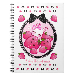 Carnet Fraises mignonnes de lapin et de kawaii