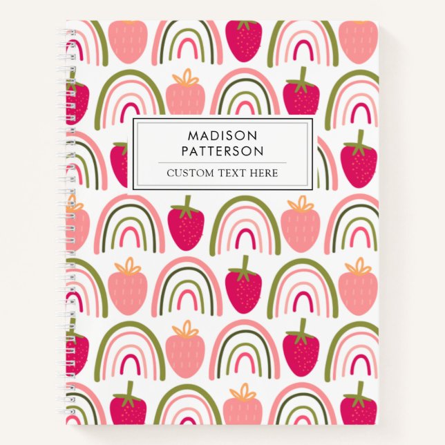 Carnet Fraises mignonnes simples Couleur Arc-en-ciel (Devant)