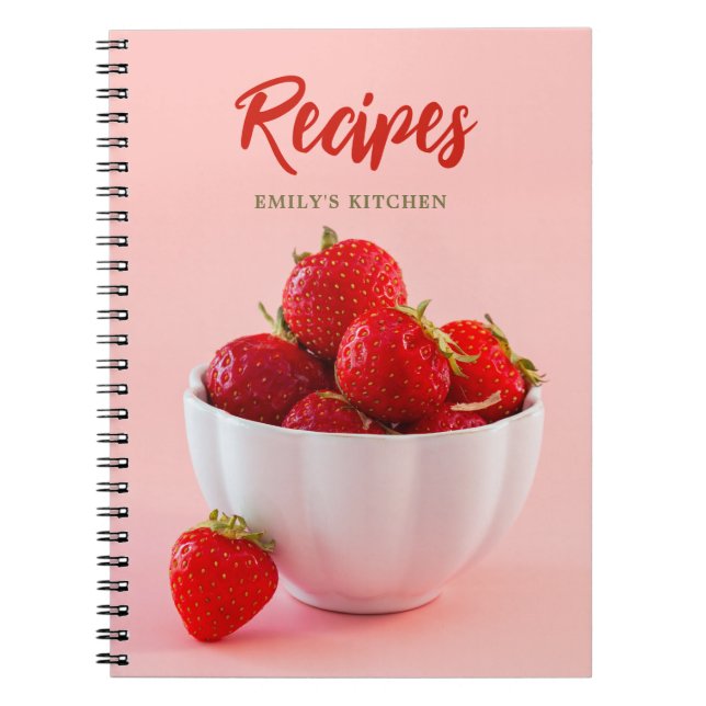 Carnet Fraises rouges fraîches sur des recettes de photos (Devant)