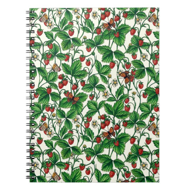 Carnet Fraises sauvages sur blanc (Devant)