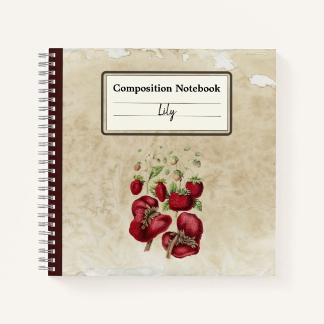 Carnet Fraises vintages sur une ancienne composition papi (Devant)