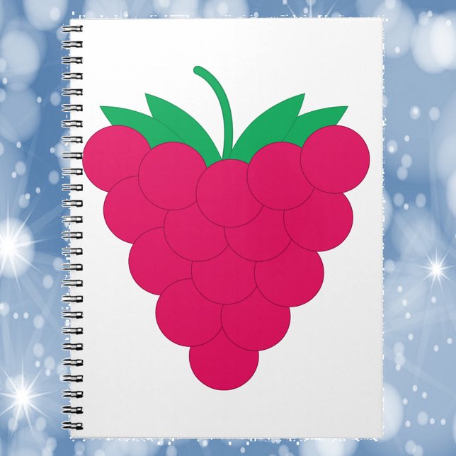 Carnet Framboise Rose Berry (A notebook with a graphic of a pink raspberry with a green stem.)