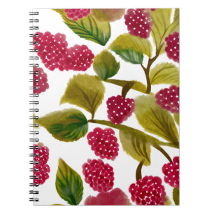 Carnet Framboises rouges   Fruit à l'aquarelle