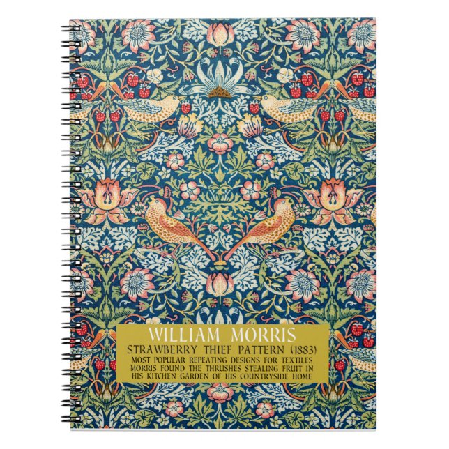 Carnet Frameur de fraises - Conception de William Morris (Devant)