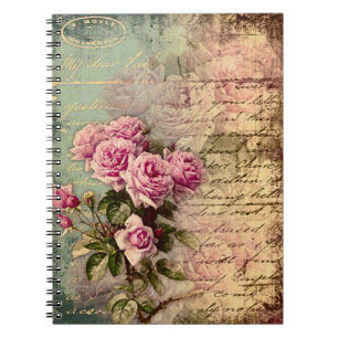 Carnet francais chic, shabby chic, roses roses roses, flo