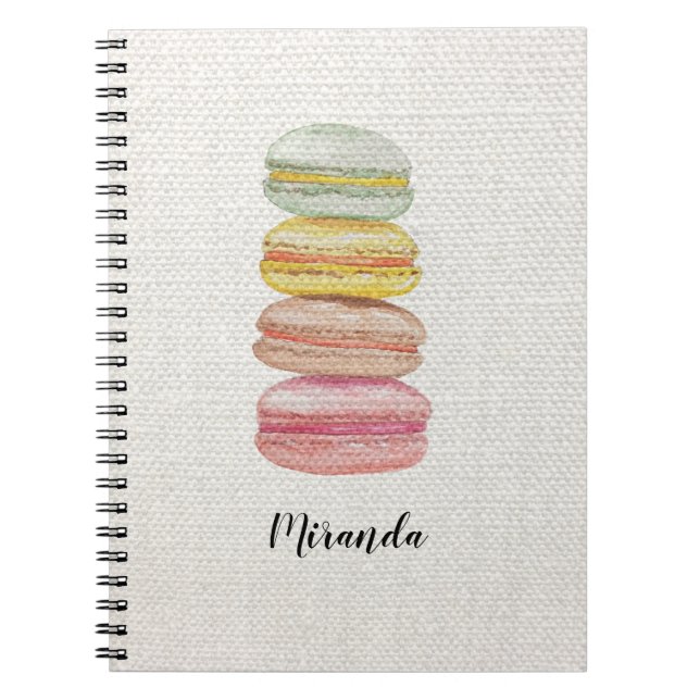 Carnet Français Macarons aquarelle peinte à la main (Devant)