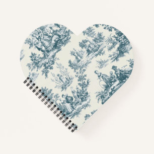 Carnet Français toile de jouy sage vert élégant