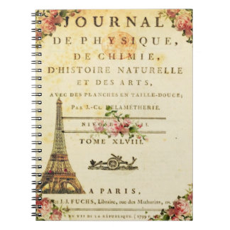 Carnet français vintage de journal de Tour Eiffel