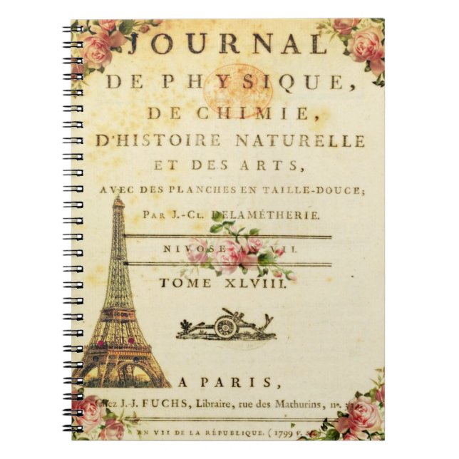 Carnet français vintage de journal de Tour Eiffel (Devant)