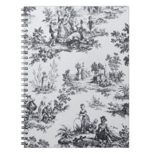 Carnet Française toile de jouy noir et blanc élégant