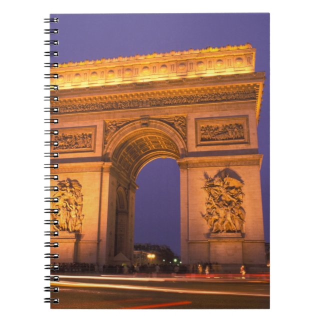 Carnet France, Paris, Arc de Triomphe au crépuscule. (Devant)