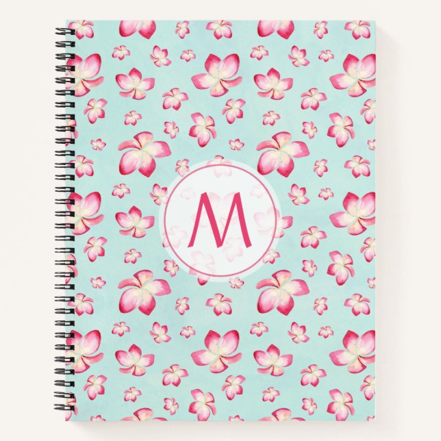 Carnet Frangipani rose Monogram Aqua (Devant)
