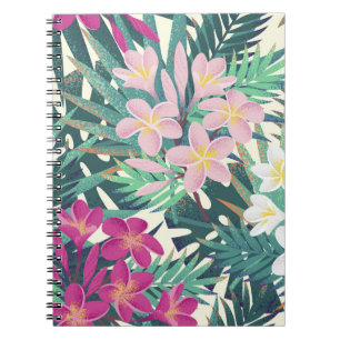 Carnet Frangipani Tropical : Vintage rose-blanc.