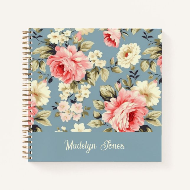 Carnet French Country Cottage Garden Flowers Custom Name (Devant)