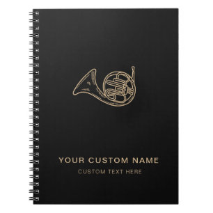 Carnet French Horn Brass Music Enseignant Black Name Mode