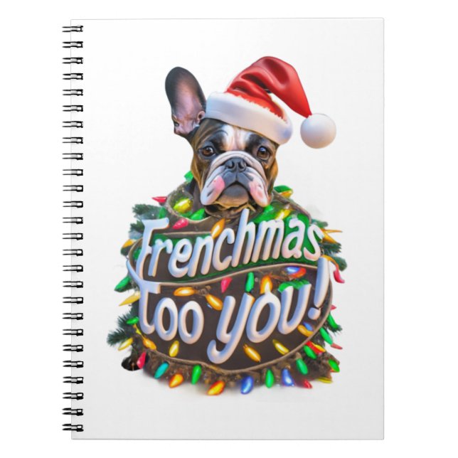 Carnet Frenchmas to you Bulldog Chien de Noël Lumière (Devant)
