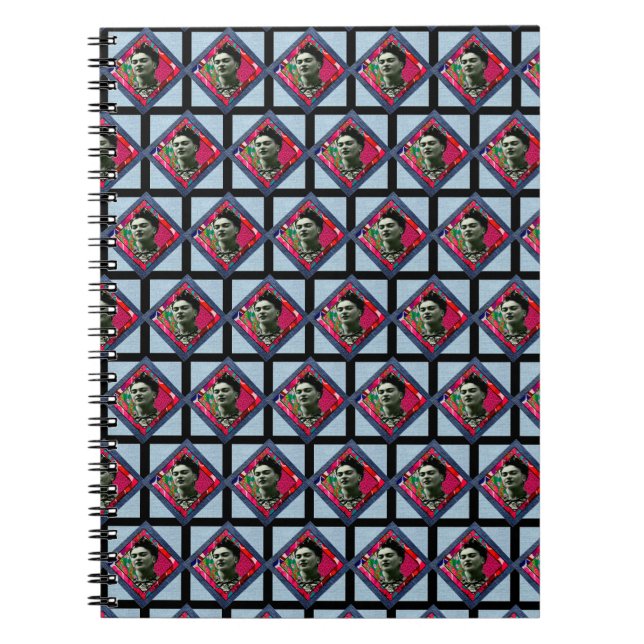 Carnet Frida Kahlo Retro Pink Denim (Devant)