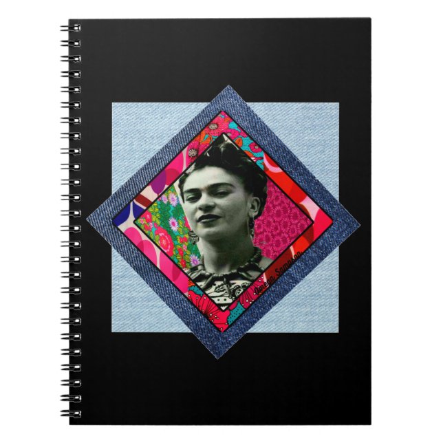 Carnet Frida Kahlo Retro Pink Denim (Devant)