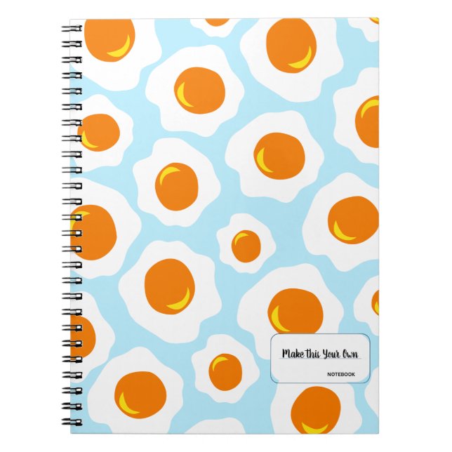 Carnet Fried Egg Pattern on Blue Background Notebook (Devant)