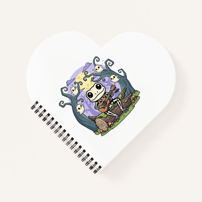 Carnet Frog Skeleton Playing Ukulele with Ghosts (Devant)
