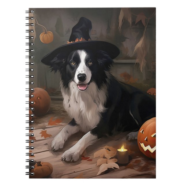 Carnet Frontière Collie Citrouilles Halloween effroi (Devant)