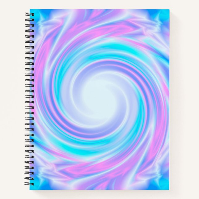 Carnet Frotter liquide couleurs flou mou bleu rose blanc (Devant)