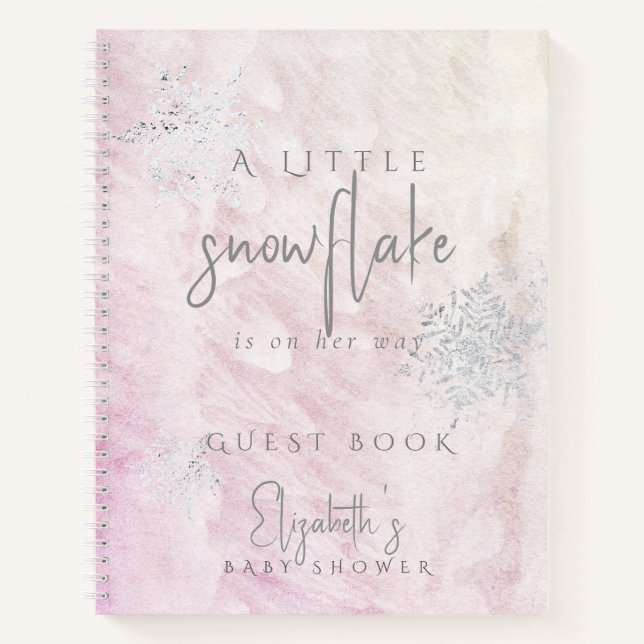 Carnet Frozen Snowflake Pink Baby Shower Guest Book (Devant)