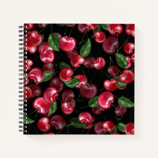 Carnet Fruit cerise sur noir