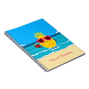 Carnet Fruit d'ananas sur la plage Vacances Cute coloré