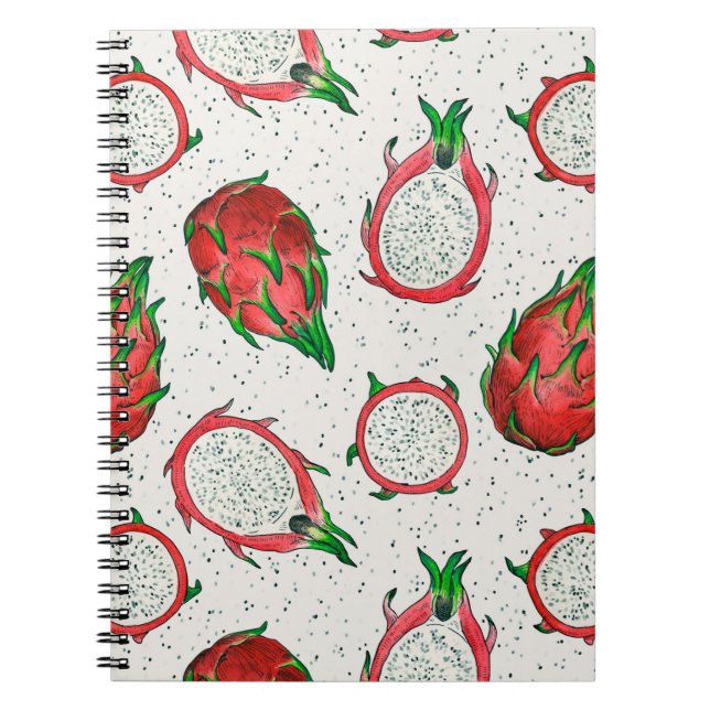 Carnet Fruit de dragon rouge sur blanc (Devant)