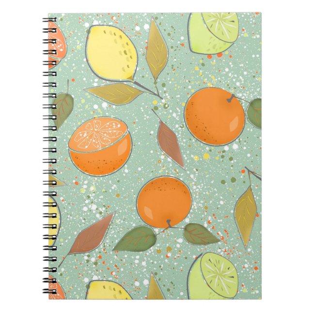 Carnet Fruit motif aux citrons, oranges (Devant)