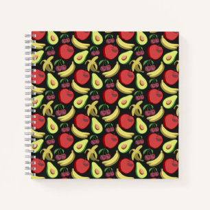 Carnet Fruit motif transparent fruits tropicaux colorés