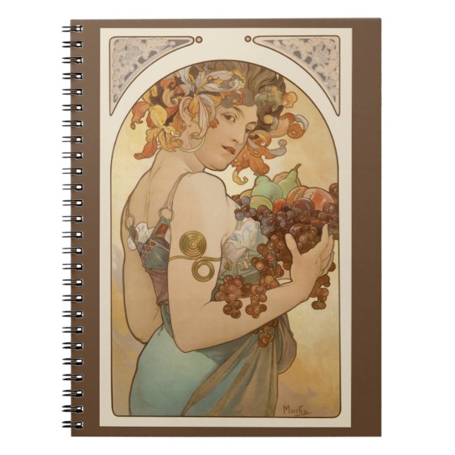 Carnet Fruit par Alphonse Mucha, Art Nouveau vintage (Devant)