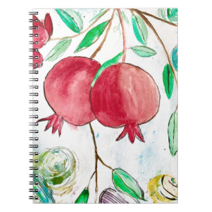 Carnet Fruit rouge grenade cadeau nature aquarelle
