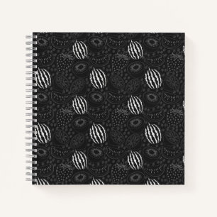 Carnet Fruit sans couture motif noir et blanc Tropical